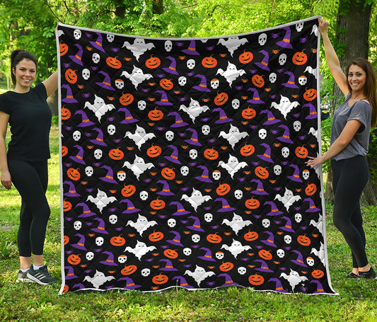 Happy Halloween Ghost Pattern Print Quilt