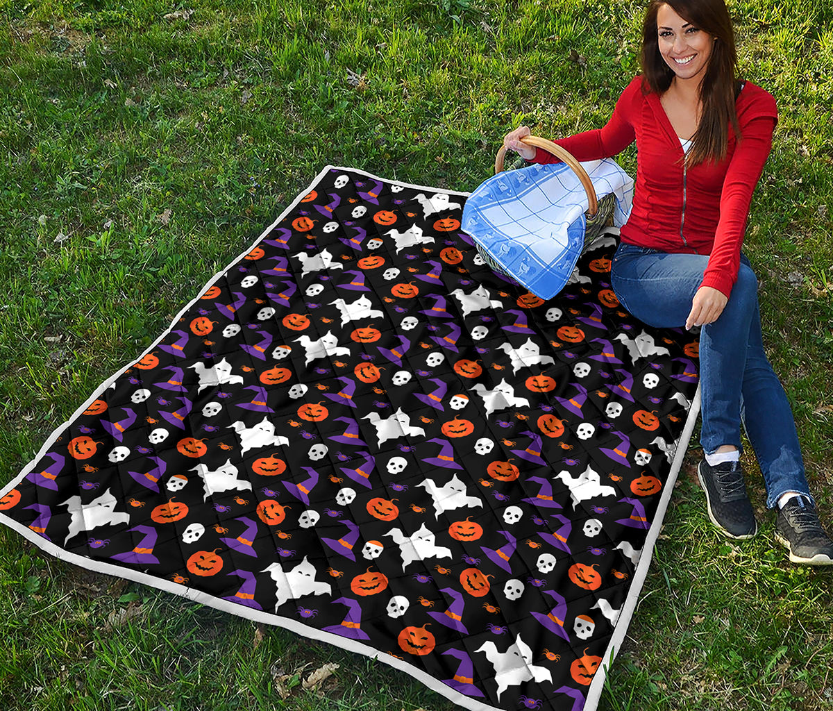 Happy Halloween Ghost Pattern Print Quilt