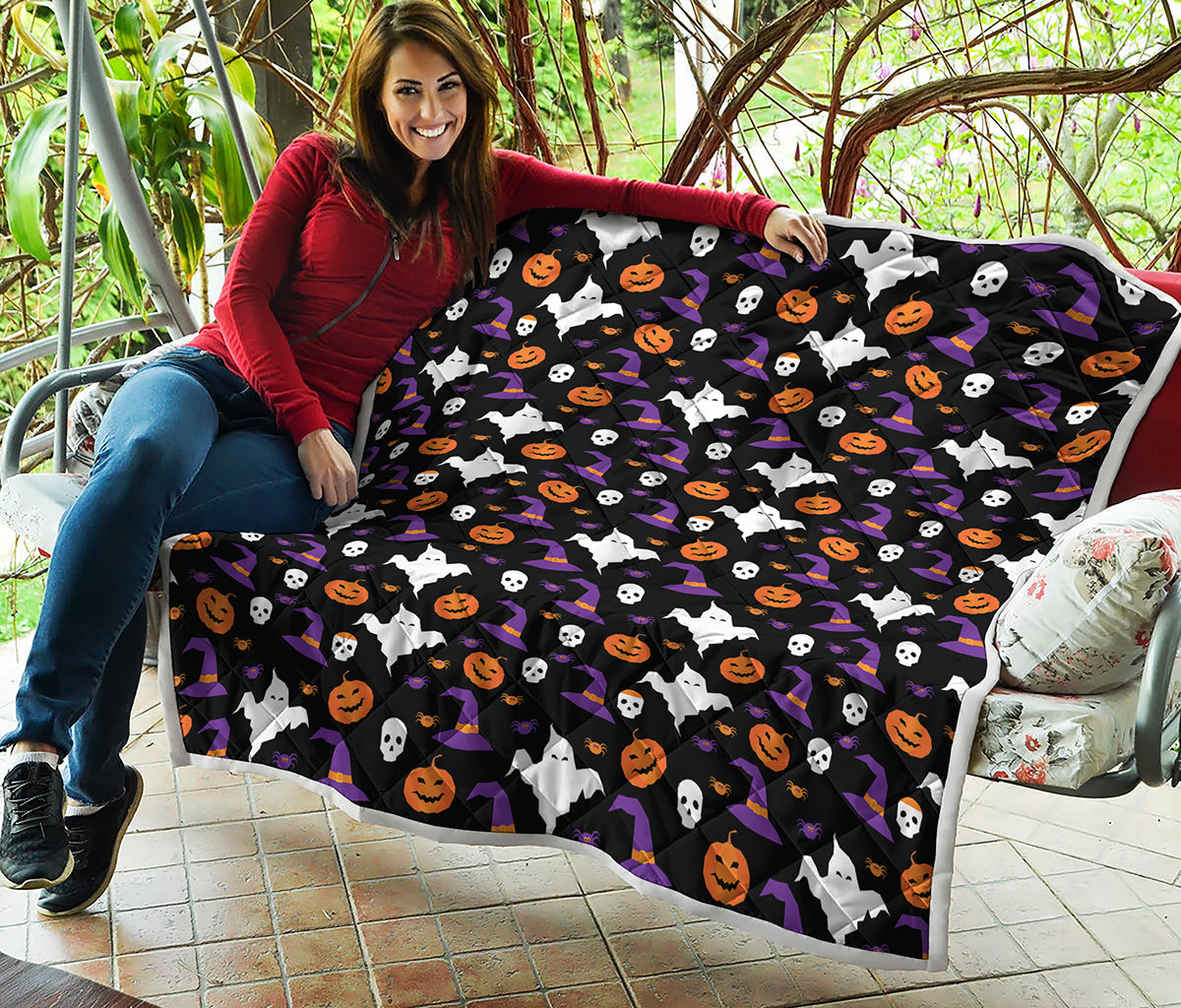 Happy Halloween Ghost Pattern Print Quilt