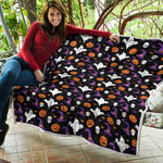 Happy Halloween Ghost Pattern Print Quilt