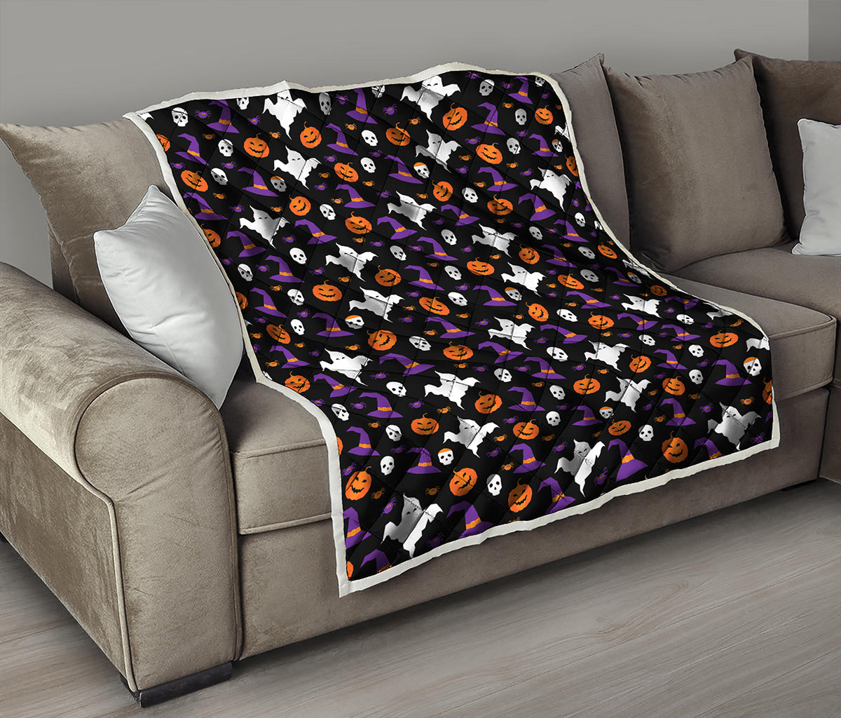 Happy Halloween Ghost Pattern Print Quilt