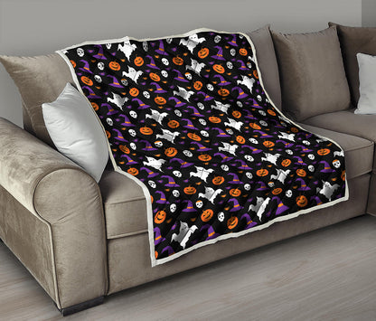 Happy Halloween Ghost Pattern Print Quilt