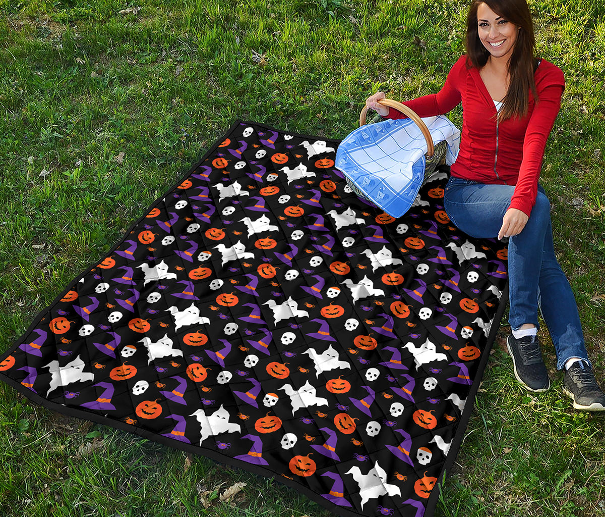Happy Halloween Ghost Pattern Print Quilt