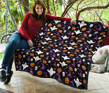 Happy Halloween Ghost Pattern Print Quilt