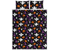 Happy Halloween Ghost Pattern Print Quilt Bed Set
