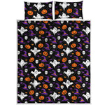 Happy Halloween Ghost Pattern Print Quilt Bed Set
