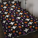Happy Halloween Ghost Pattern Print Quilt Bed Set