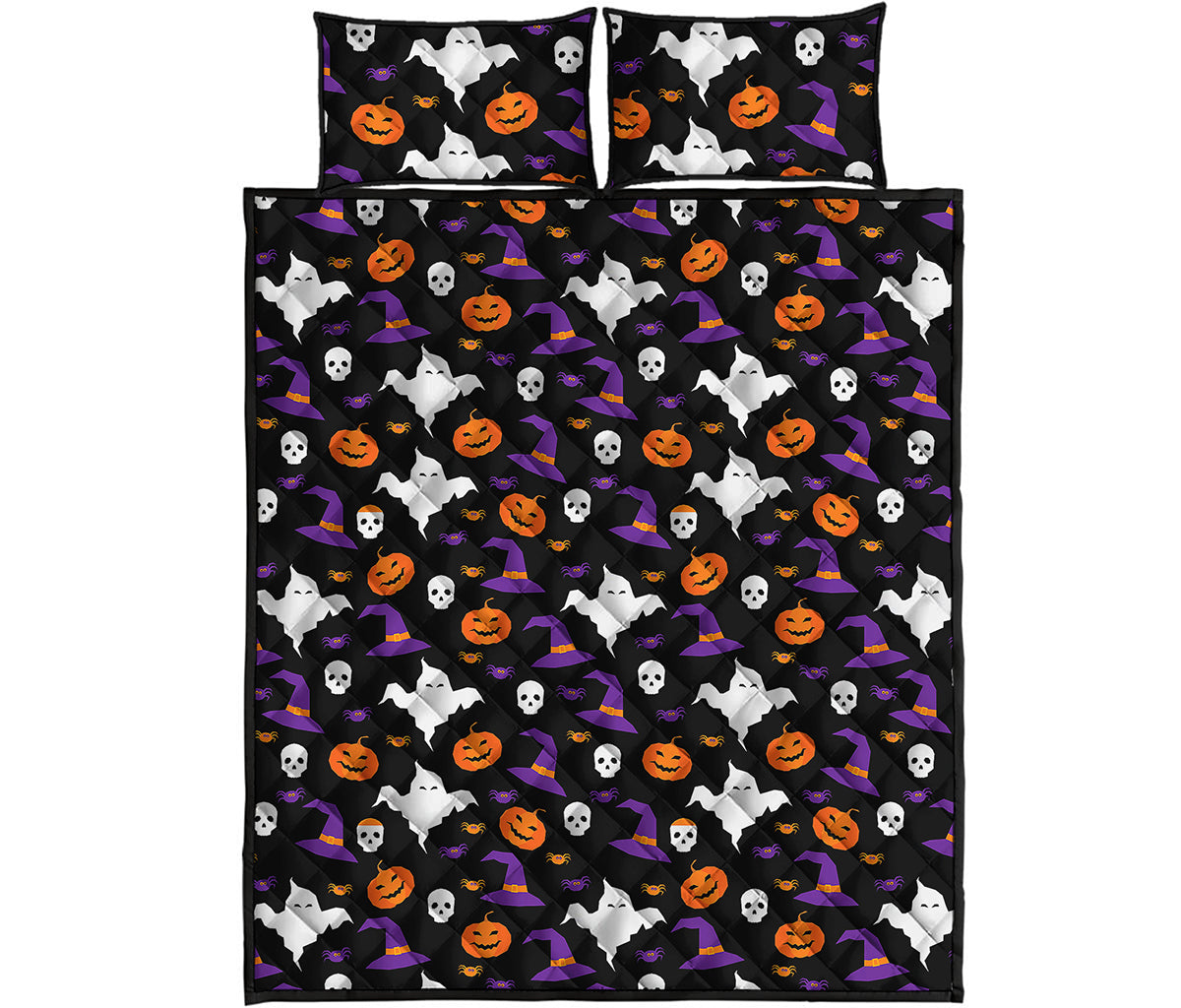 Happy Halloween Ghost Pattern Print Quilt Bed Set