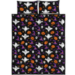 Happy Halloween Ghost Pattern Print Quilt Bed Set