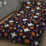 Happy Halloween Ghost Pattern Print Quilt Bed Set