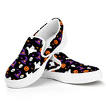 Happy Halloween Ghost Pattern Print White Slip On Shoes