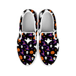 Happy Halloween Ghost Pattern Print White Slip On Shoes