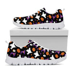 Happy Halloween Ghost Pattern Print White Sneakers