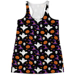 Happy Halloween Ghost Pattern Print Women's Racerback Tank Top