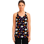 Happy Halloween Ghost Pattern Print Women's Racerback Tank Top