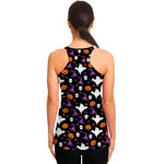 Happy Halloween Ghost Pattern Print Women's Racerback Tank Top