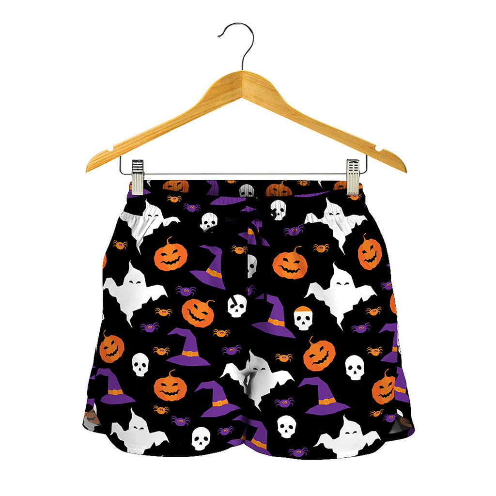 Happy Halloween Ghost Pattern Print Women's Shorts