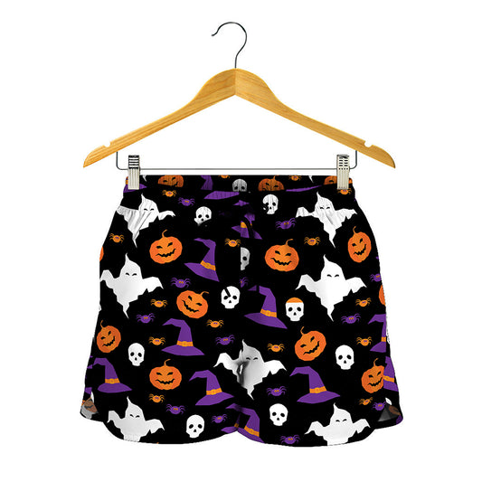 Happy Halloween Ghost Pattern Print Women's Shorts