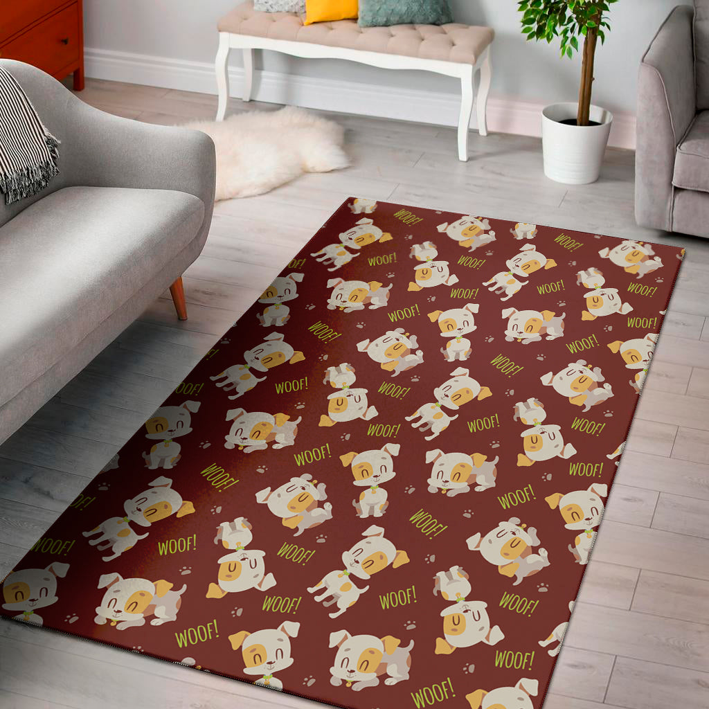 Happy Jack Russell Terrier Pattern Print Area Rug