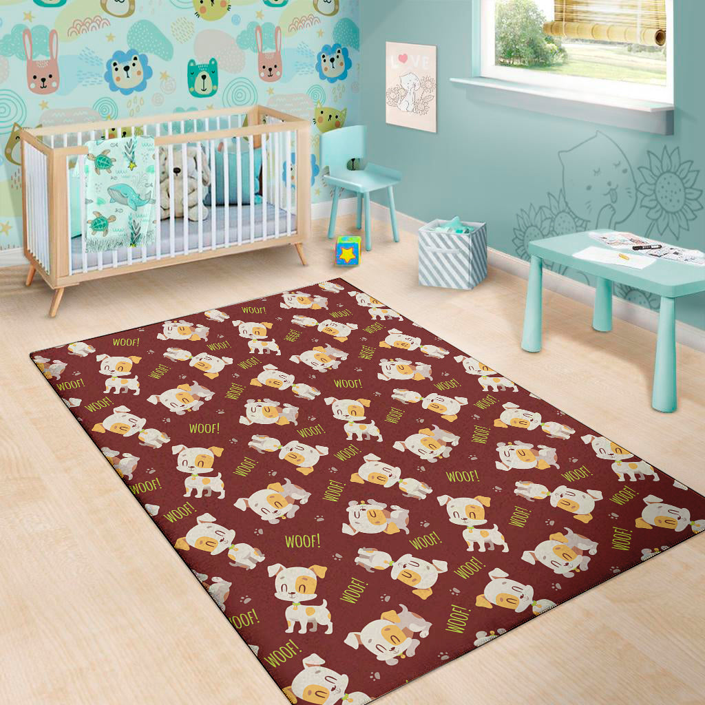 Happy Jack Russell Terrier Pattern Print Area Rug