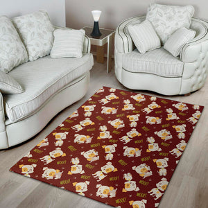 Happy Jack Russell Terrier Pattern Print Area Rug