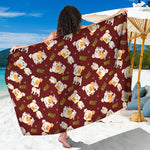 Happy Jack Russell Terrier Pattern Print Beach Sarong Wrap