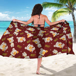 Happy Jack Russell Terrier Pattern Print Beach Sarong Wrap