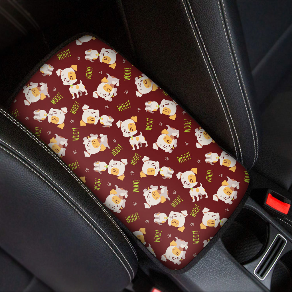 Happy Jack Russell Terrier Pattern Print Car Center Console Cover