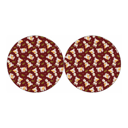 Happy Jack Russell Terrier Pattern Print Car Coasters
