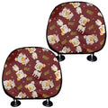 Happy Jack Russell Terrier Pattern Print Car Headrest Covers