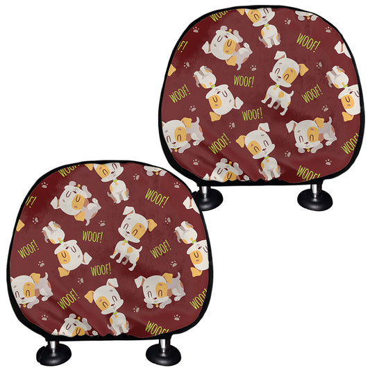 Happy Jack Russell Terrier Pattern Print Car Headrest Covers