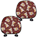 Happy Jack Russell Terrier Pattern Print Car Headrest Covers