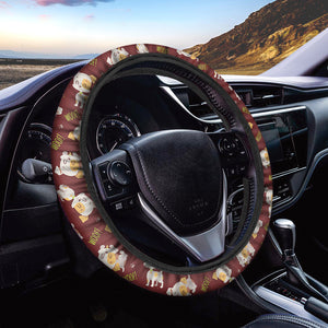 Happy Jack Russell Terrier Pattern Print Car Steering Wheel Cover