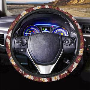 Happy Jack Russell Terrier Pattern Print Car Steering Wheel Cover