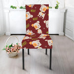Happy Jack Russell Terrier Pattern Print Dining Chair Slipcover