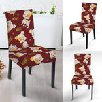 Happy Jack Russell Terrier Pattern Print Dining Chair Slipcover