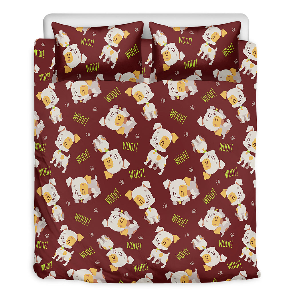 Happy Jack Russell Terrier Pattern Print Duvet Cover Bedding Set