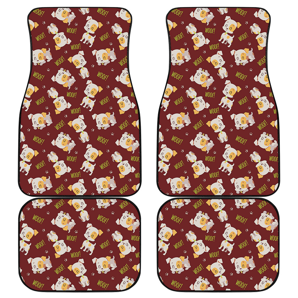 Happy Jack Russell Terrier Pattern Print Front and Back Car Floor Mats