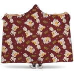 Happy Jack Russell Terrier Pattern Print Hooded Blanket
