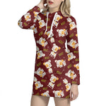 Happy Jack Russell Terrier Pattern Print Hoodie Dress