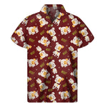 Happy Jack Russell Terrier Pattern Print Men's Short Sleeve Shirt