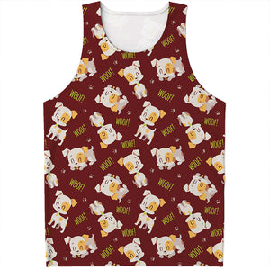 Happy Jack Russell Terrier Pattern Print Men's Tank Top