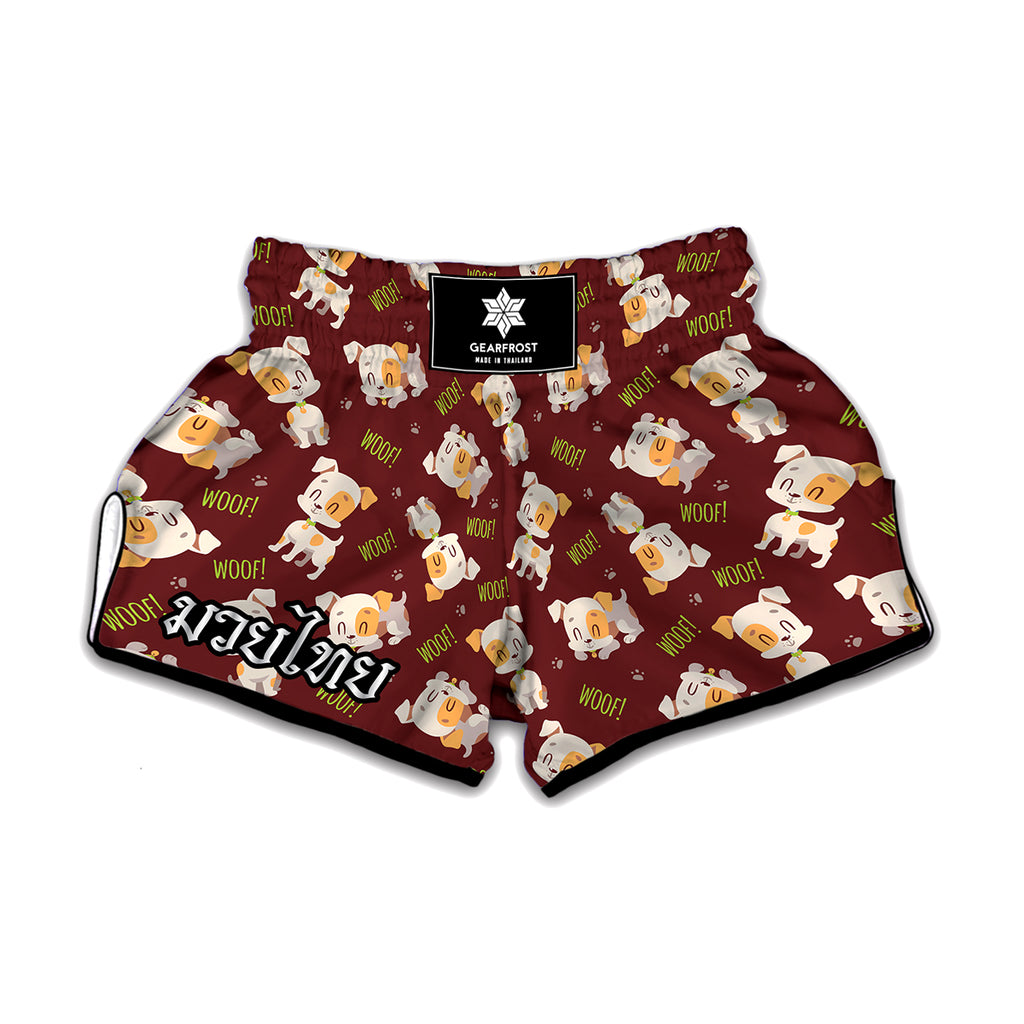 Happy Jack Russell Terrier Pattern Print Muay Thai Boxing Shorts