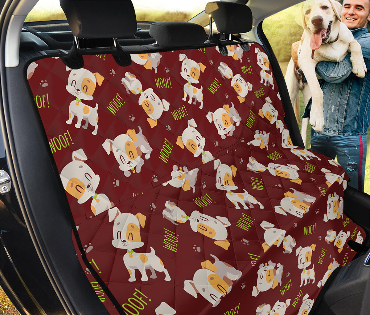 Happy Jack Russell Terrier Pattern Print Pet Car Back Seat Cover