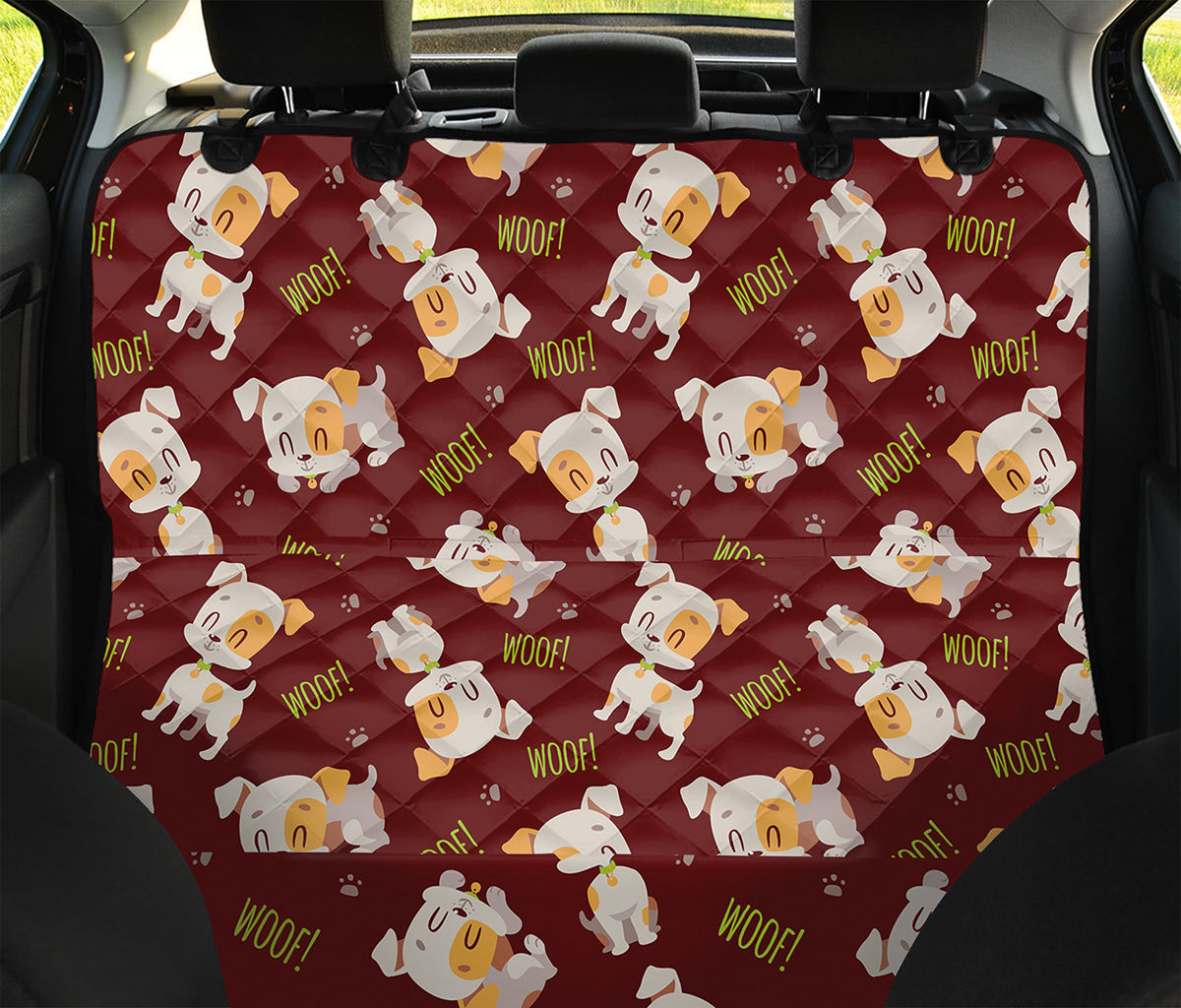 Happy Jack Russell Terrier Pattern Print Pet Car Back Seat Cover