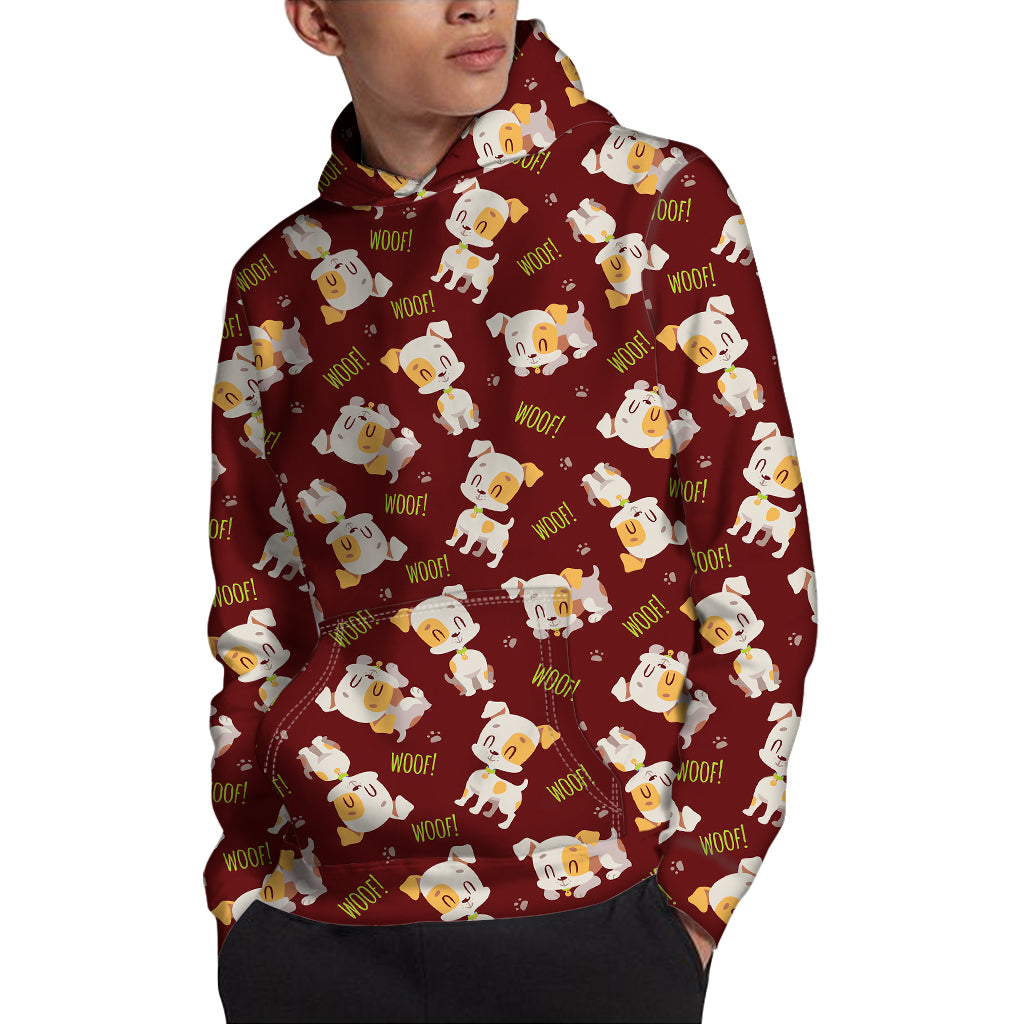 Happy Jack Russell Terrier Pattern Print Pullover Hoodie