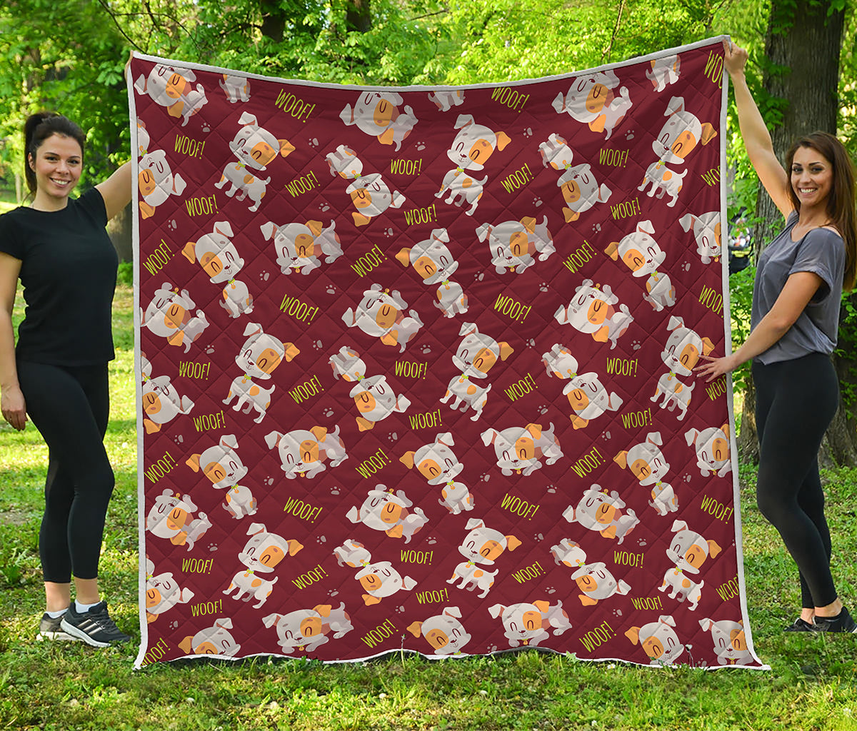 Happy Jack Russell Terrier Pattern Print Quilt