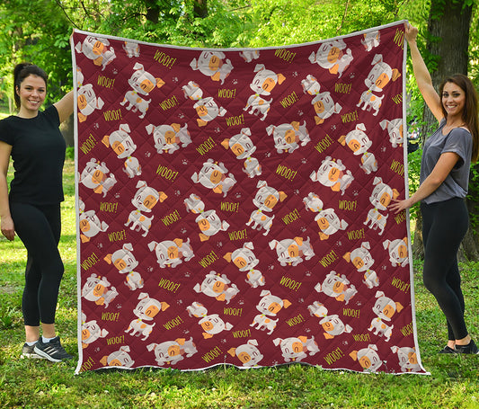 Happy Jack Russell Terrier Pattern Print Quilt
