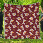 Happy Jack Russell Terrier Pattern Print Quilt