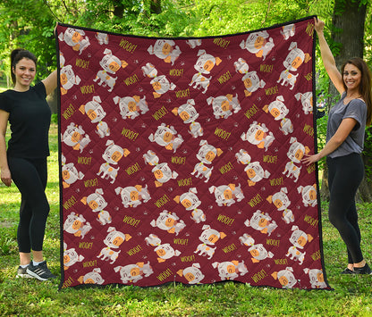 Happy Jack Russell Terrier Pattern Print Quilt